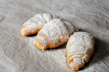 Still life of croissants.