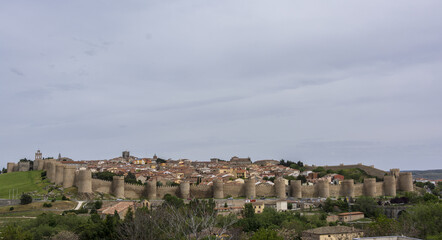 Fototapeta na wymiar Panoramic view of the historic city of Avila, Castilla y Leon, Spain