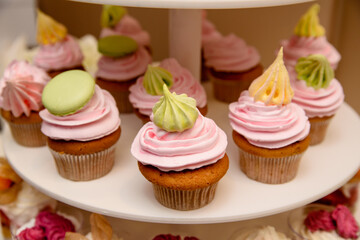 Multi-colored cream cup cakes