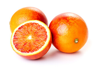blood oranges isolated on white background