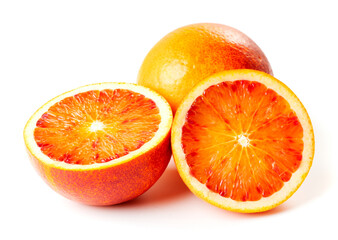 blood oranges isolated on white background
