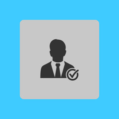 Add user sign icon. Add friend symbol. Flat design style.