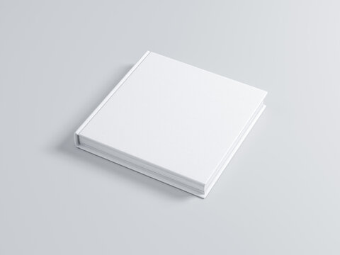 White Book Mockup with textured hard cover, square. 3d rendering