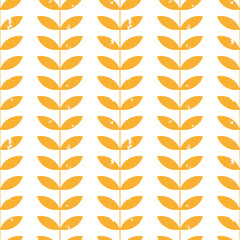 Vector floral seamless pattern with stylized twigs and leaves in retro style.