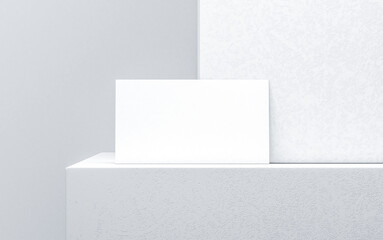 Blank White business card with gypsum cubes. 3d rendering
