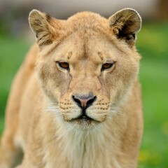 Lion in green grass