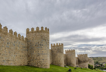 Fototapeta na wymiar Walls of the historic city of Avila, Castilla y Leon, Spain