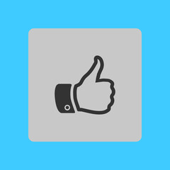 Like  icon. Hand finger up sign. Thumb up symbol. Flat design style. 