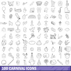 Obraz premium 100 carnival icons set, outline style