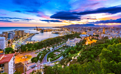 Cityscape of Malaga, Andalusia, Spain - obrazy, fototapety, plakaty