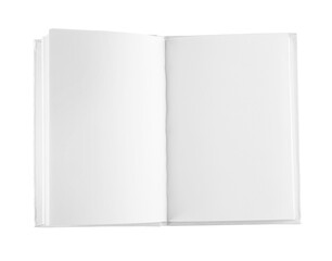 Blank pages of opened book on white background