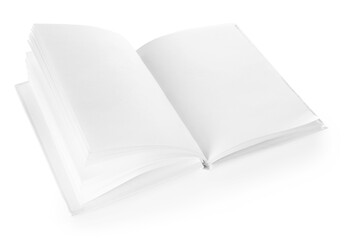 Blank pages of opened book on white background