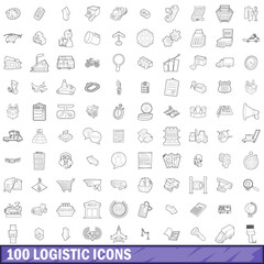Fototapeta na wymiar 100 logistic icons set, outline style