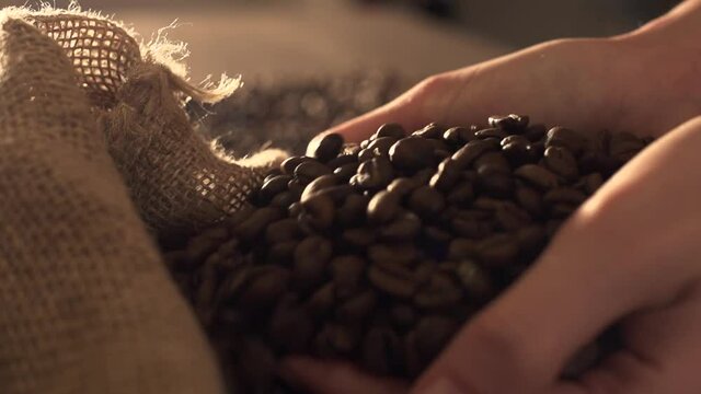 Coffee beans in slow motion