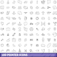 100 pointer icons set, outline style
