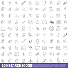 100 search icons set, outline style