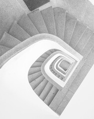 top angle view of stairs in a spiral shape