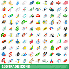 100 trade icons set, isometric 3d style