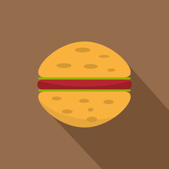 Sandwich with meat patty icon, flat style