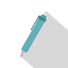 Blue pen icon, flat style