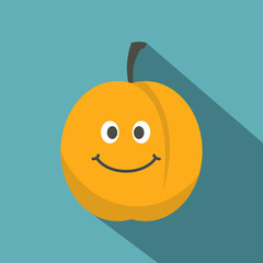Fresh smiling apricot icon, flat style