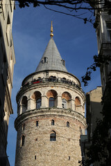Galata Tower in Beyoglu, Istanbul, Turkey