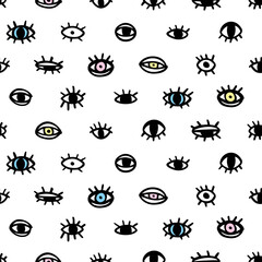 Hand drawn seamless pattern with eyes