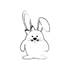 cute bunny icon over white background. vector illustration
