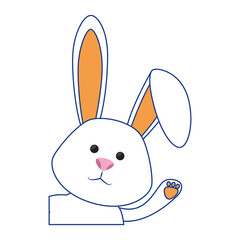 cute bunny icon over white background. colorful design. vector illustration