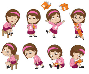 All of kids different pose about learning.back to school.