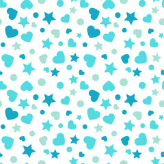 Fototapeta na wymiar Seamless pattern with heart , dot and star. Vector repeating texture.