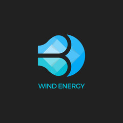 Abstract vector wind logo design template. Wind energy symbol. Paper wind. Origami