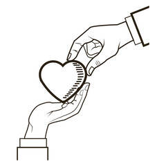 male and female hands giving heart love symbol vector illustration