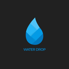 Water drop abstract vector logo design template. Waterdrop blue symbol. Paper water drop.