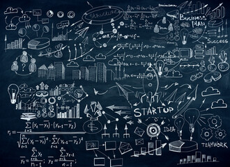 Chalkboard with business sketch