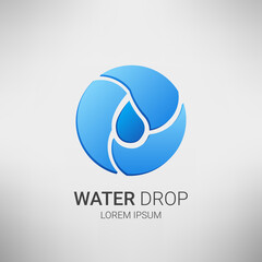Water drop abstract vector logo design template. Waterdrop blue symbol.