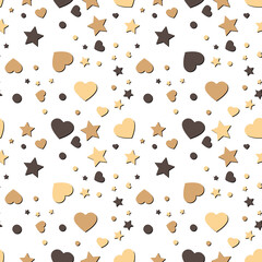 Seamless pattern with heart , dot and star. Vector repeating texture.