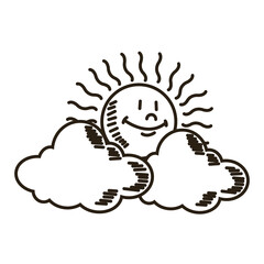 weather icon, sun with cloud design vector illustration