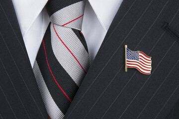 Politican wearing lapel pin