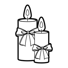 merry christmas candles bow decoration elegance icon vector illustration