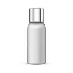 3d white realistic cosmetic package icon empty tubes on white background vector illustration. White tubular bottle template. Realistic white plastic bottle for cosmetics ready for your design