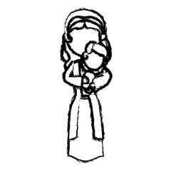 virgin mary and her holy baby religious catholicism vector illustration