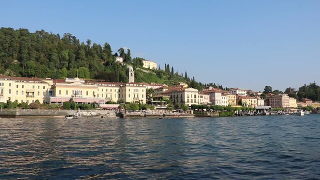 View to Bellagio at Lake Como in summer, Lombardy Italy 