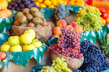 Variety of fruits in boxes