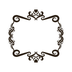 floral romantic heart ornament scrolls, frame element vector illustration