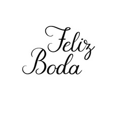 Feliz Boda. Happy Wedding calligraphy inscription. Handwritten greeting card. Vector