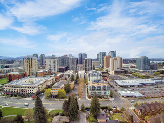 Aerial view of residential area in Bellevue downtown