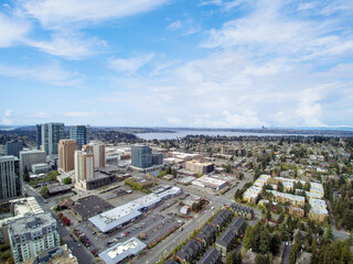 Aerial view of residential area in Bellevue downtown