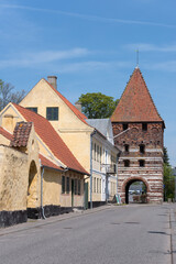 Altstadt von Stege mit Mon Museum und alten Stadtturm, Seeland, D&auml;nemark