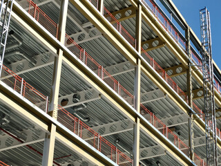 construction site or modern office development with metal framework